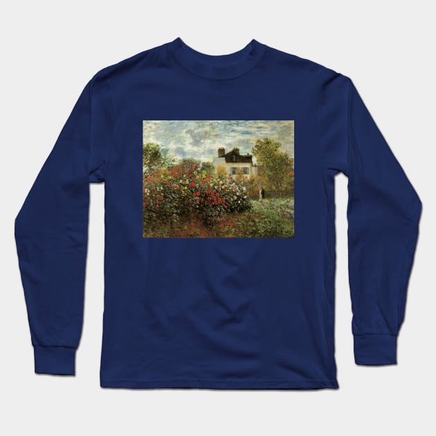 Artist's Garden in Argenteuil by Claude Monet Long Sleeve T-Shirt by MasterpieceCafe